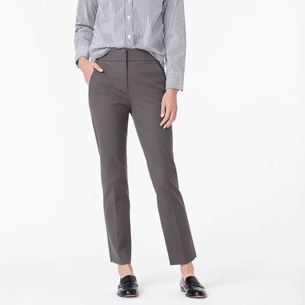 J. Crew Remi pant in bi-stretch cotton Size 0 Petite Grey Ankle Length High Rise